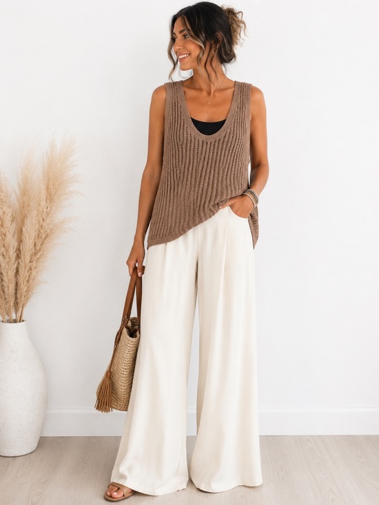 Zara Sweaters - Zara Oversized Open Knit Bohemian Tank Tunic – Size Large